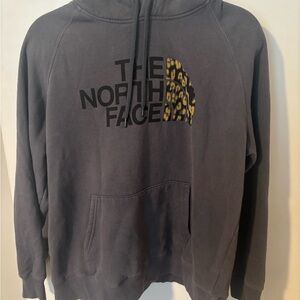 The North Face Gray Hoodie with Leopard Print